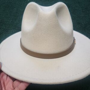 Elegant Cream Hat with Tan Band